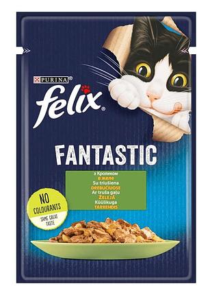 Акція felix fantastic вологий корм із кроликом у желе для котів 85 гр