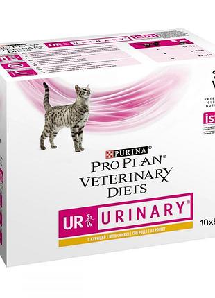 Purina veterinary diets ur urinary feline лечебные консервы для кошек с курицей пауч 85 г
