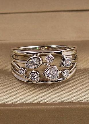 Кольцо xuping jewelry мозайка р 19 серебристое