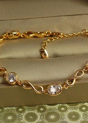 Браслет xuping jewelry камешки и ободку с восьмерками 17 см 7 мм золотистый