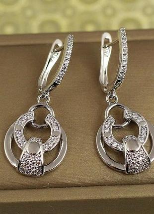 Сережки xuping jewelry підвіски денвер 3,6 см сріблясті