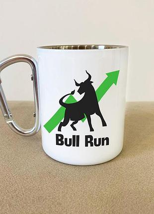 Кружка металева з карабіном "bull run" 300 мл біла