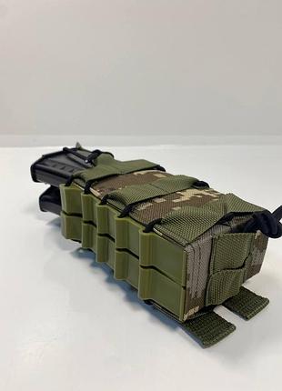 Подвійний штурмовий підсумок для магазинів ак з пластиковими боками піксель