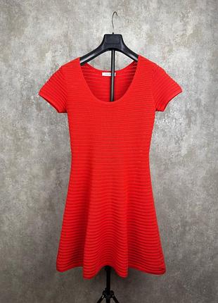 Красное платье sandro paris red knit dress размер 3 (l) fit &amp; flare