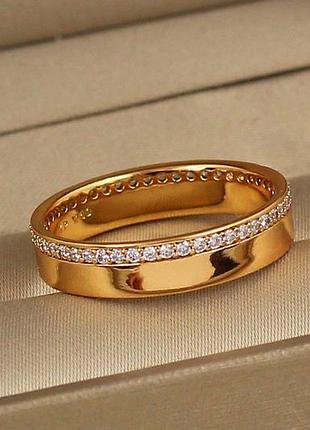 Обручка xuping jewelry американка з каменями по колу 5 мм 16,17,18,19,20,21 золотиста 21