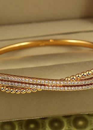 Браслет бенгл xuping jewelry метеорний потік 60 мм на руку від 17 до 19 см золотистий