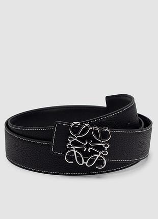 💫 loewe anagram belt in pebble grain calfskin black/silver 105 х 3.8 см