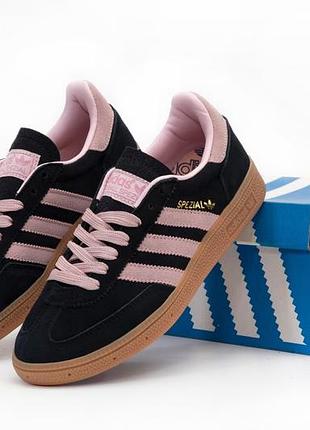 Замшевые кроссовки adidas handball spezial black pink
