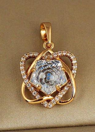 Кулон xuping jewelry повна ружа 2 см золотистий