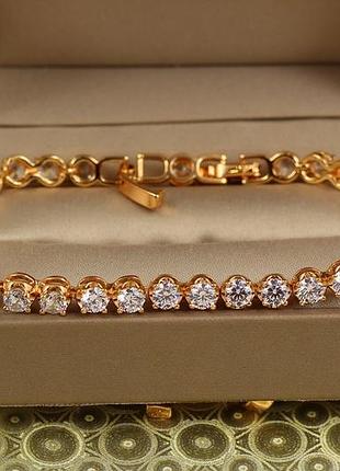 Браслет xuping jewelry крупные камни по всей длине 20 см 5 мм золотистый