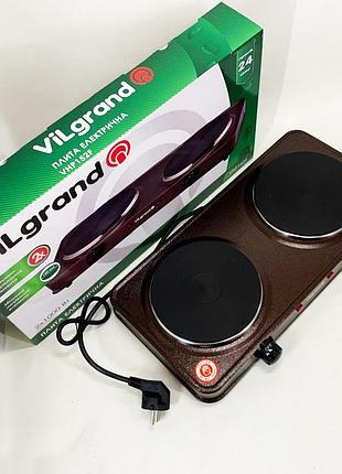 Плита двоконфорочна для дому vilgrand, портативна плита електро побутова настільна ru-44