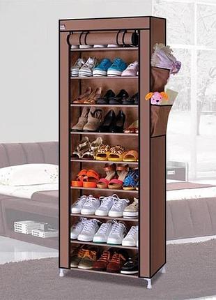 Шафа тканинна з полицями для одягу та взуття (58x30x158 см) brown nh-71