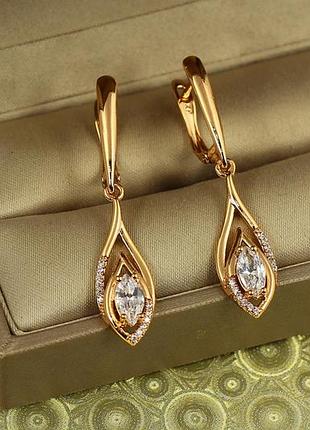 Сережки підвіски xuping jewelry сльоза світла 4,1 см золотисті