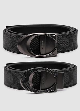 💫 coach belt kit grey canvas/canvas fittings 125 х 3.5 см