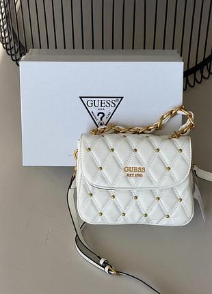 Сумка жіноча guess triana flap shoulder білий через плечі гес тріана