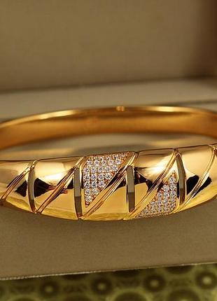 Браслет бенгл xuping jewelry полум'яний вітраж 60 мм на руку від 17 до 19 см золотистий