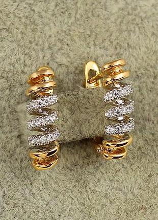 Серьги xuping jewelry пружина с родием 1,6 см золотистые