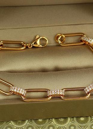 Браслет xuping jewelry периметр з овальними ланками 17 см 7 мм золотистий