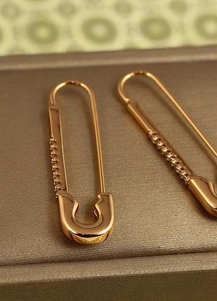Сережки xuping jewelry елегантна шпилька 3,4 см золотисті