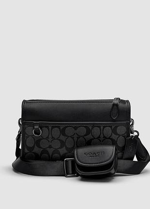 🦁 coach heritage convertible crossbody with hybrid pouch in colorblock signature canvas 25 х 17 х 5.5 см