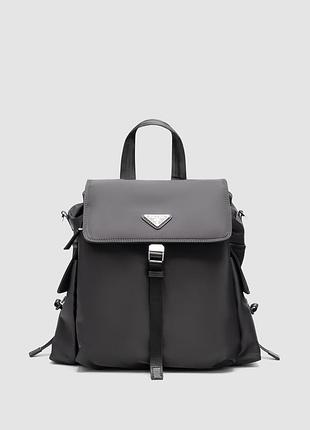 💎 prada explore re-nylon and leather backpack black 25 х 33 х 14 см