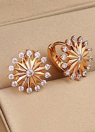 Серьги детские xuping jewelry зонтик с фианитами 1.1 см золотистые