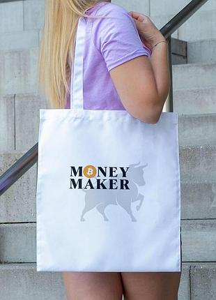 Сумка шопер із принтом "money maker" біла