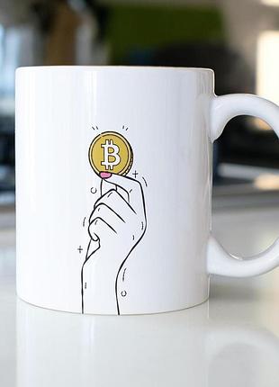 Кружка з принтом "bitcoin" 330 мл біла