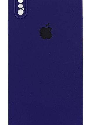 Уценка !!!! чехол silicone case box для apple iphone xs max бампер soft touch с микрофиброй темно-синий (уценка)