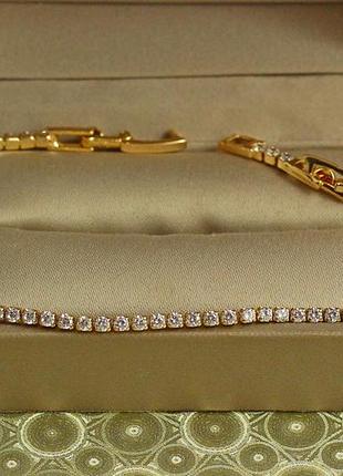 Браслет xuping jewelry одна дорожка из белых фиантов 17 см 2 мм золотистый
