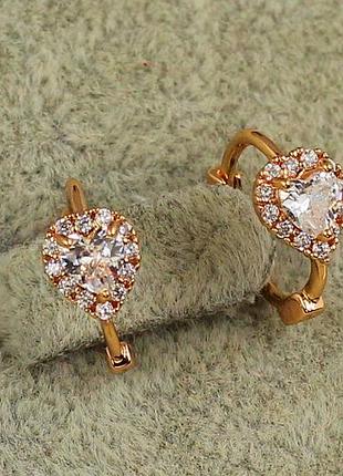 Сережки дитячі xuping jewelry сердечко в обідку 1,2 см золотисті