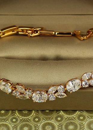 Браслет xuping jewelry зіркопад з білими каменями 19,5 см золотистий