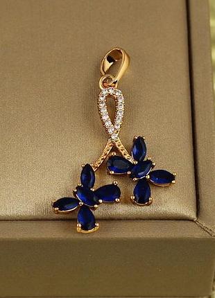 Кулон xuping jewelry вихрь желаний с синим камнем 3 см золотистый