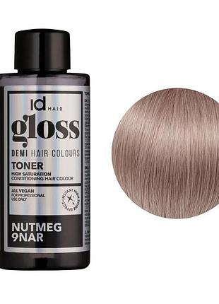 Деміперманентна фарба для волосся idhair gloss toner 9nar 9.16 nutmeg 75 мл