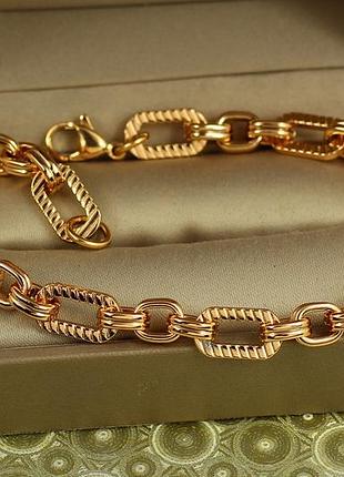 Браслет xuping jewelry овальні гранчасті ланки 20 см 7 мм золотистий