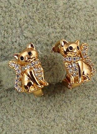 Серьги детские xuping jewelry котята 1,3 см золотистые