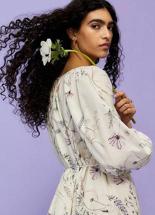 Бавовняна сукня оверсайз вільного крою в квітковий принт h&m розмір l хлопковое платье в цветочный принт свободный крой ботанический