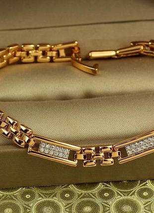 Браслет xuping jewelry тройка с родием 17 см 6 мм золотистый