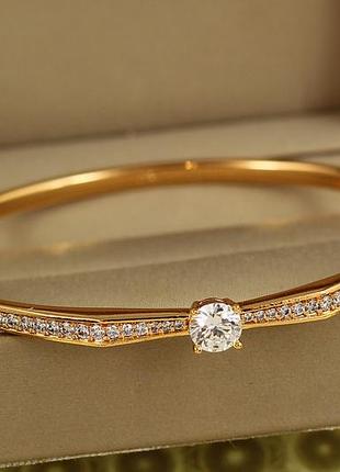 Браслет бенгл xuping jewelry сяючий акцент 60 мм на руку від 17 до 19 см золотистий