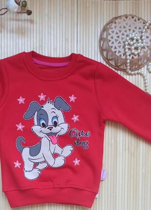 Кофта, свитер нарядный, реглан на флисе для девочки 1-4 года.