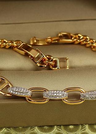 Браслет xuping jewelry лауреат с родием 17 см 8 мм золотистый