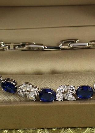 Браслет xuping jewelry зіркопад із синіми каменями 19,5 см 7 мм сріблястий
