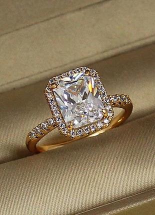 Кільце xuping jewelry авангард з білим каменем р 18 золотисте