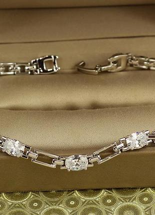 Браслет xuping jewelry манхеттен з білими каменями 19,5 см сріблястий