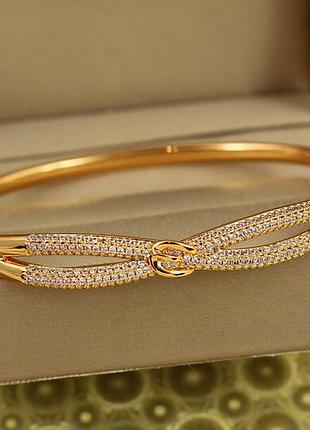 Браслет бенгл xuping jewelry вузлик блиску 60 мм на руку від 17 до 19 см золотистий