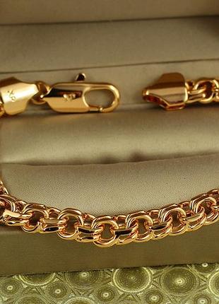Браслет xuping jewelry круглый бисмарк 20,5 см 8 мм золотистый