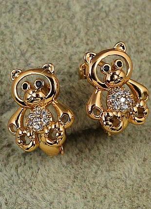 Серьги детские xuping jewelry мишки 1,4 см золотистые