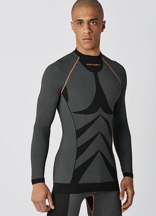 Термобілизна реглан чоловічий spaio simple w01 чорний/помаранчевий