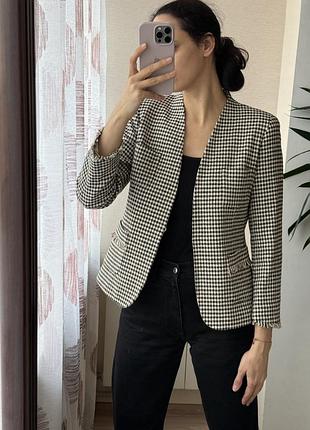 Жакет в клітинку maxmara weekend  льон котон шовк бавовна