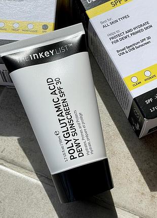 Зволожуючий сонцезахисний крем inkey list polyglutamic acid dewy sunscreen spf30 (50 ml)